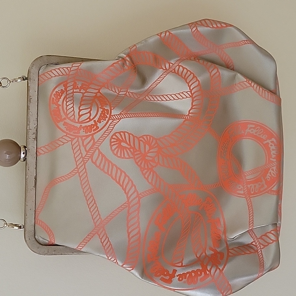 Folli Follie orange and gold hand bag with chain shoulder strap - Picture 4 of 9